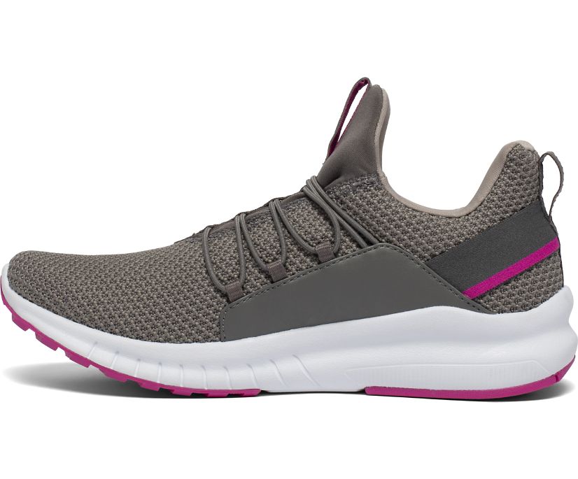 Women's Saucony Stretch & Go Glide Walking Shoes Grey / Pink | Singapore 257VRWD